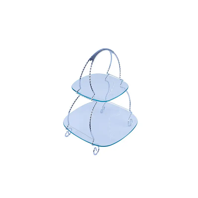 CHROME PLATED 2 TIER RACK WITH SQUARE GLASS TRAY. - GLASS