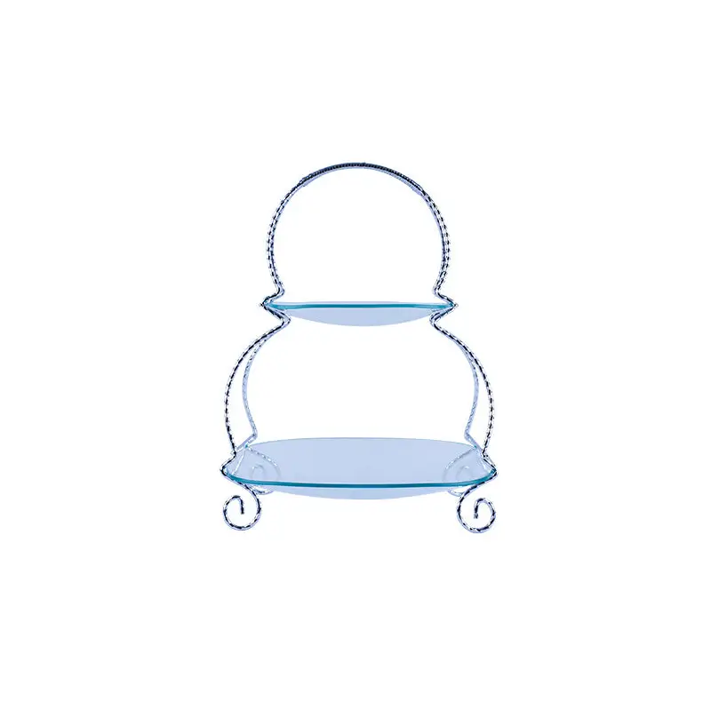 CHROME PLATED 2 TIER RACK WITH SQUARE GLASS TRAY. - GLASS