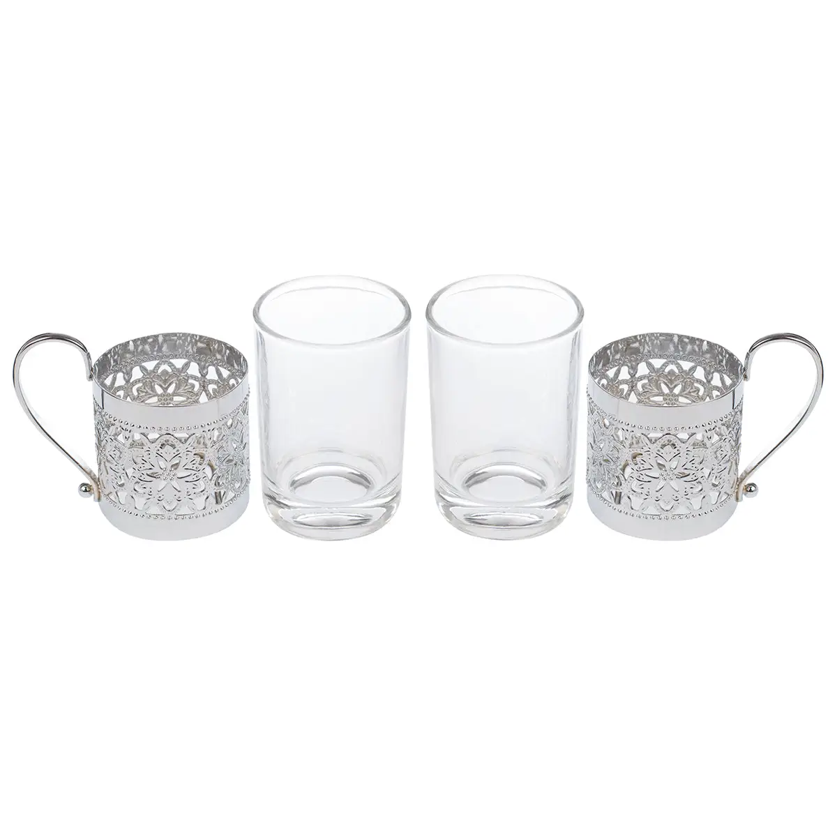 CHROME PLATED 2PCS GLASS SET