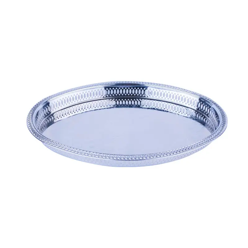 CHROME PLATED IRON OVAL GALLERY TRAY. - TRAY