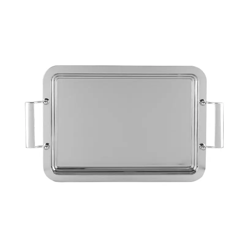CHROME PLATED IRON SERVING RECTANGULAR TRAY. - TRAY