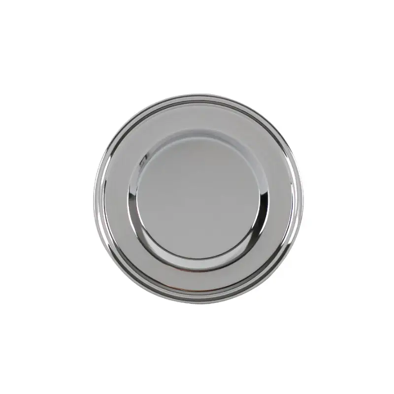 CHROME PLATED ROUND IRON COASTERS. 6 PCS / SET - TRAY