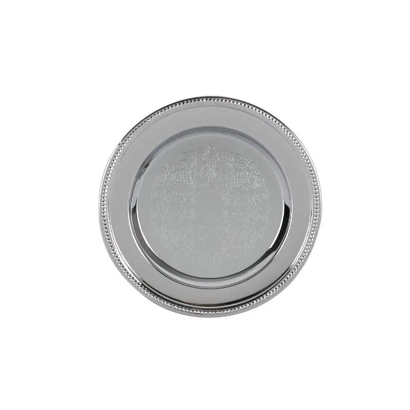 CHROME PLATED ROUND IRON COASTERS 6 PCS / SET - TRAY