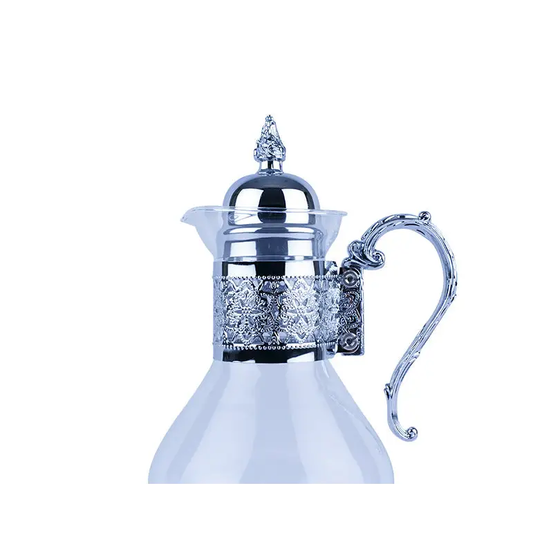 GLASS JUG WITH CHROME PLATED HANDLE - GLASS WARE