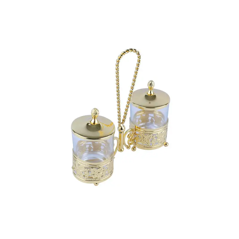 GOLD PLATED 2 GLASSES HOLDER - LUXURY