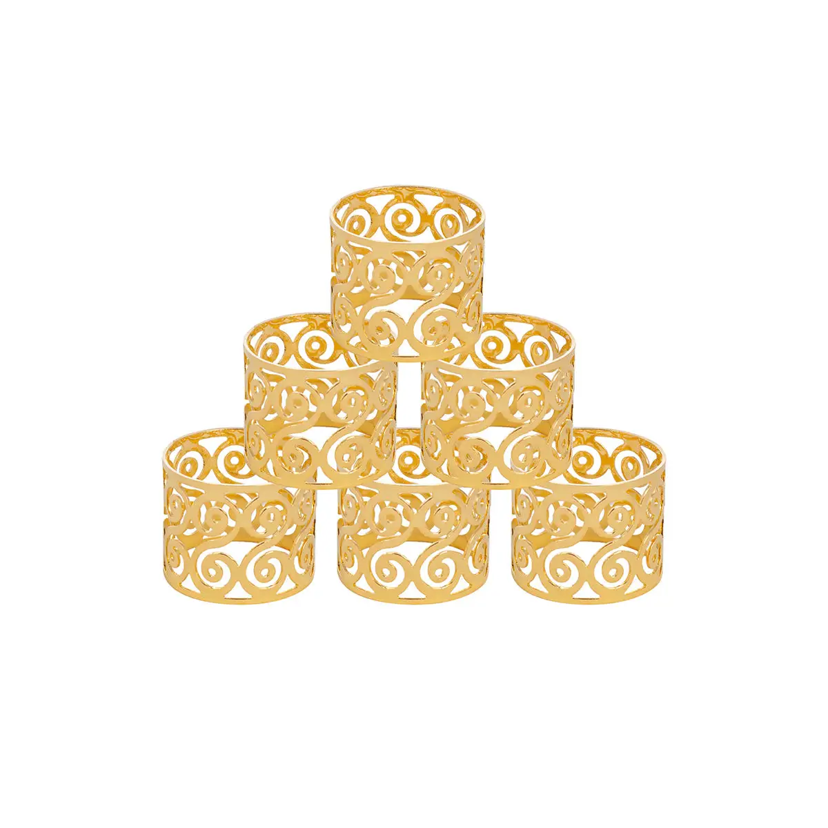 GOLD PLATED 6 PCS NAPKIN RING - LUXURY