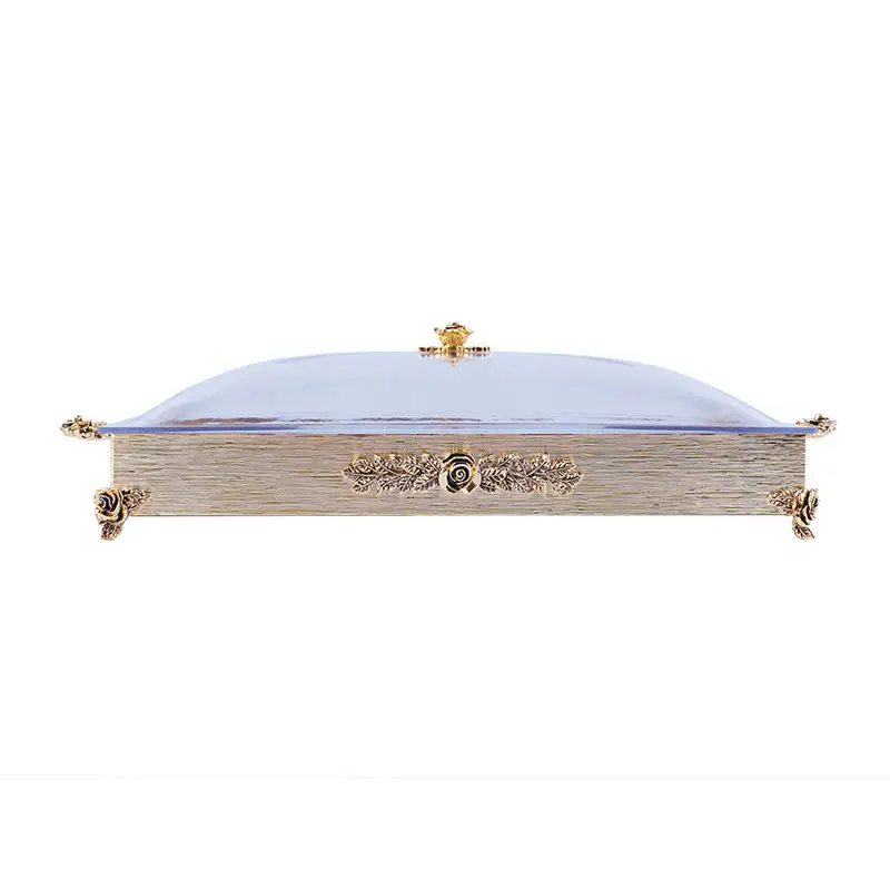 GOLD PLATED 6 PCS SET SNACK TRAY. - ROSE COLLECTION