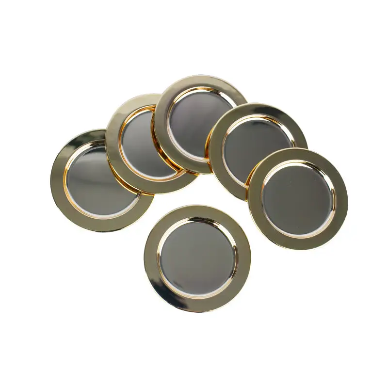 GOLD PLATED 6 PIECES GLASS COASTER SET. - LUXURY