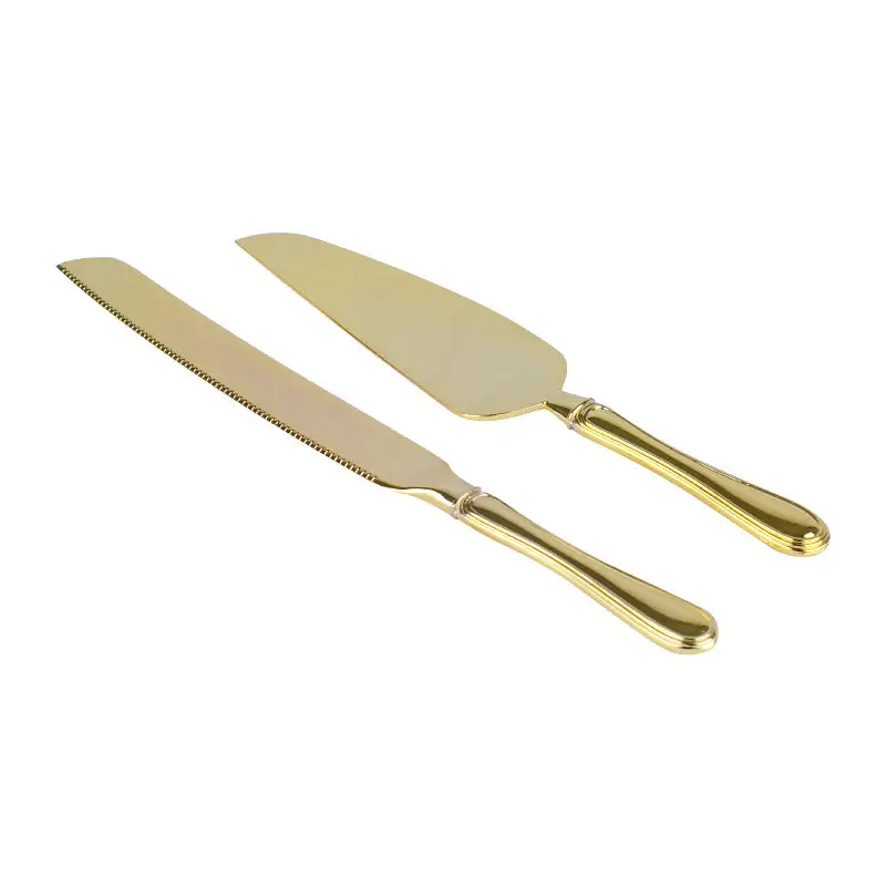 GOLD PLATED CAKE SERVER AND KNIFE SET. - SERVER