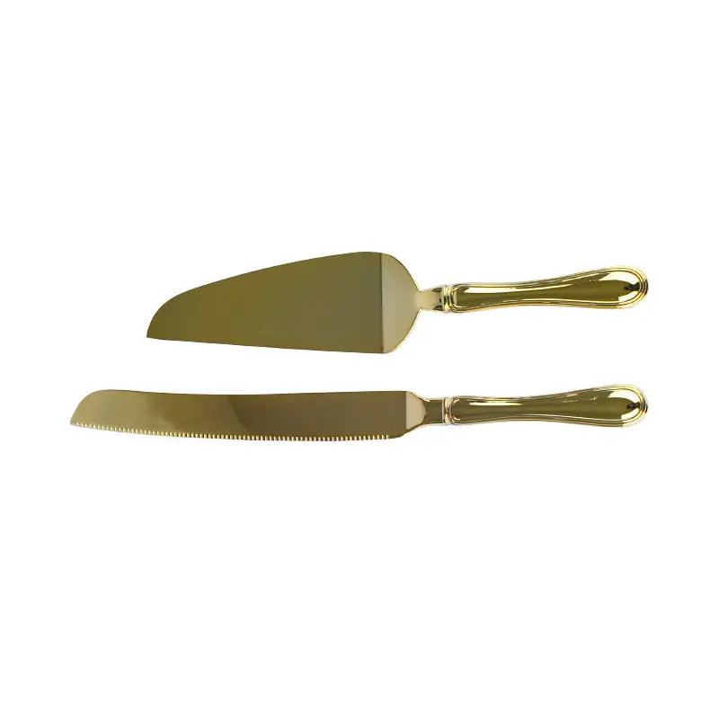 GOLD PLATED CAKE SERVER AND KNIFE SET. - SERVER