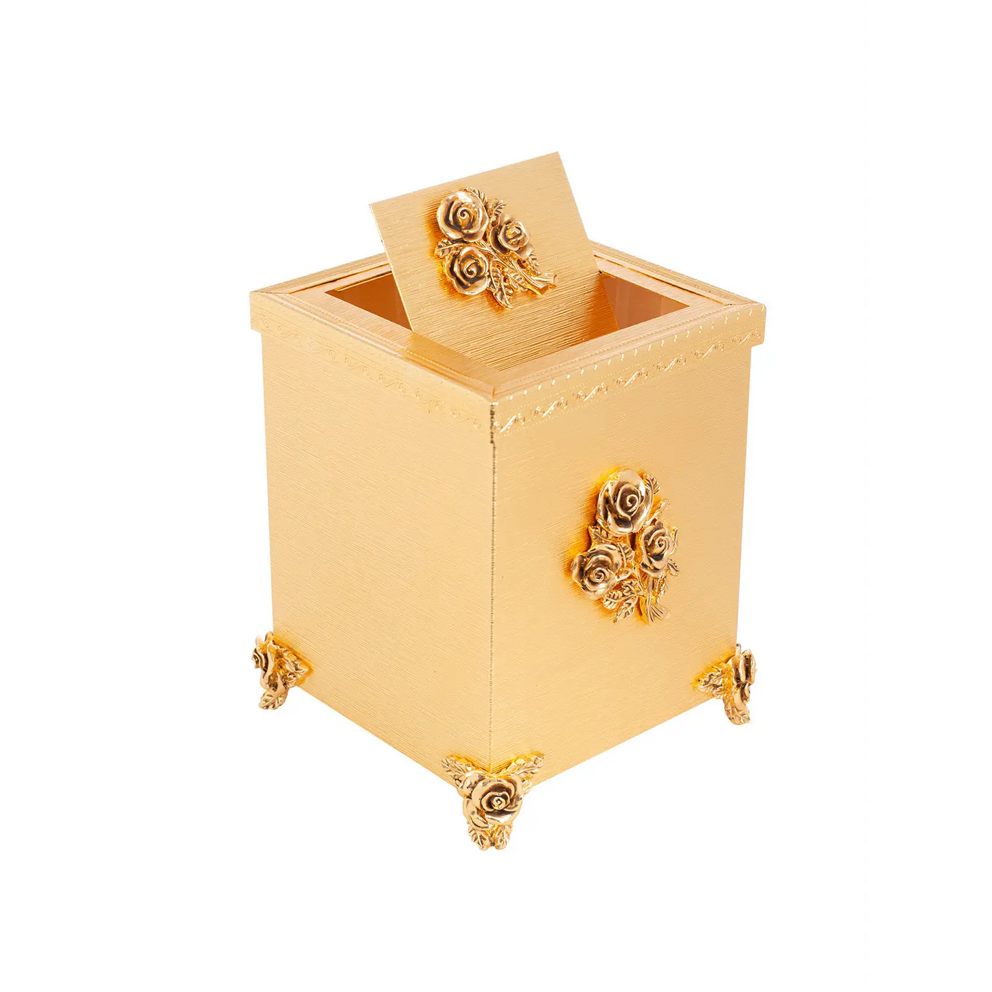 GOLD PLATED DESK WASTE BIN - ROSE COLLECTION