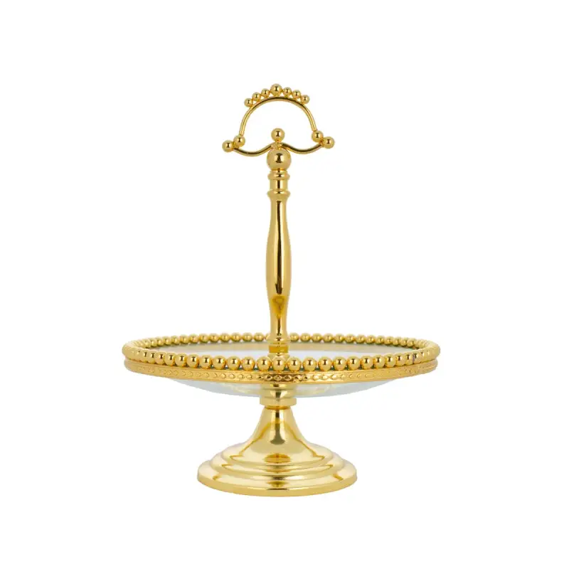 GOLD PLATED FOOTED GLASS PLATE - LUXURY