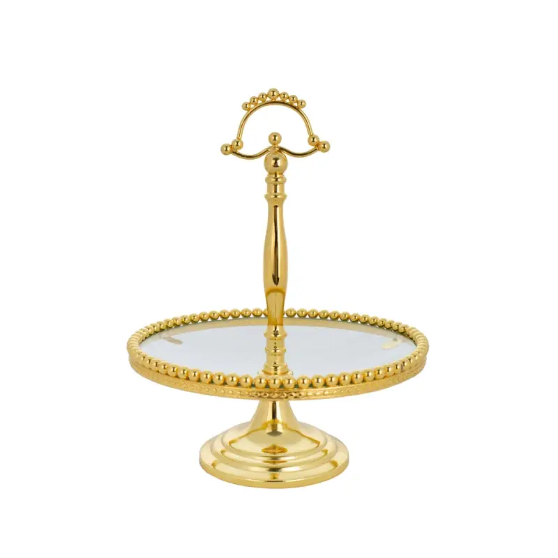 GOLD PLATED FOOTED GLASS PLATE - LUXURY