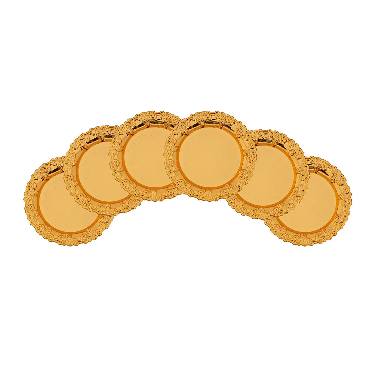GOLD PLATED IRON COASTER RACK WITH 6 PCSCOASTERS. - LUXURY