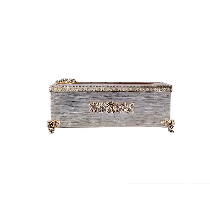 GOLD PLATED METAL RECTANGULAR TISSUE - ROSE COLLECTION
