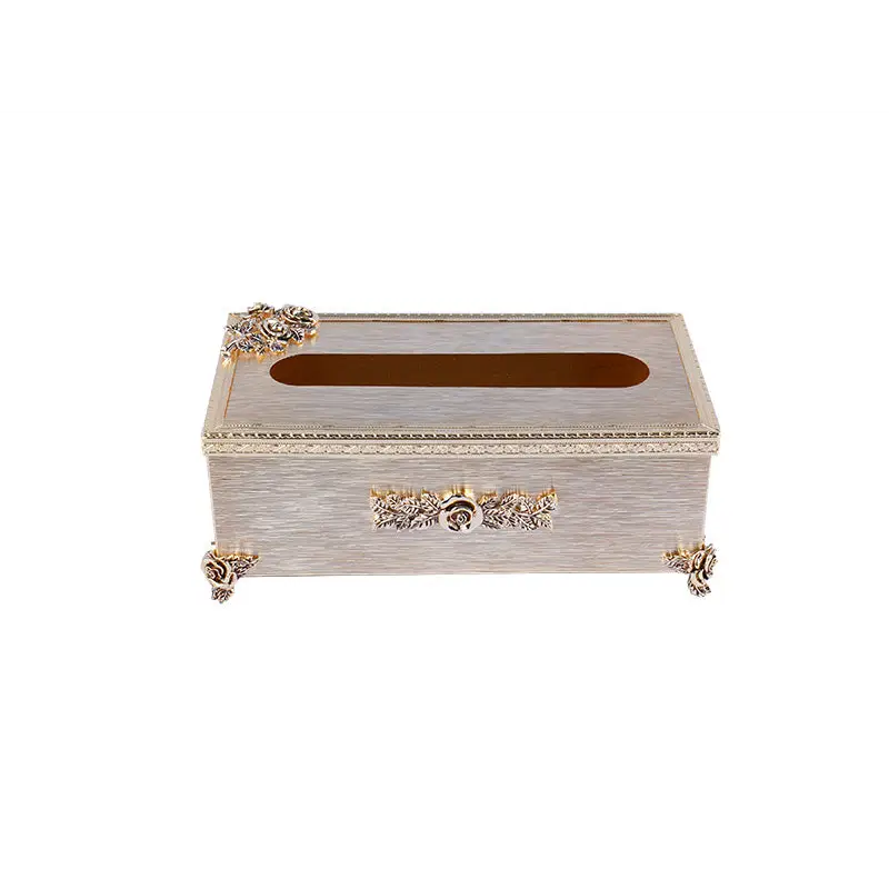 GOLD PLATED METAL RECTANGULAR TISSUE - ROSE COLLECTION
