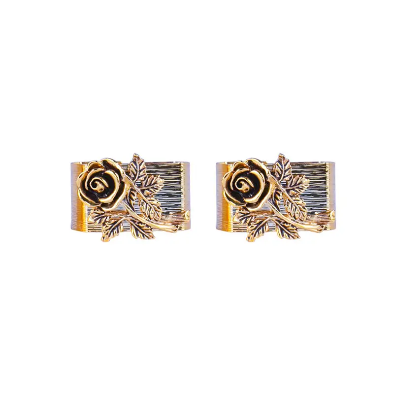 GOLD PLATED NAPKIN RING ROSE DESIGN 2 PCS/SET - ROSE