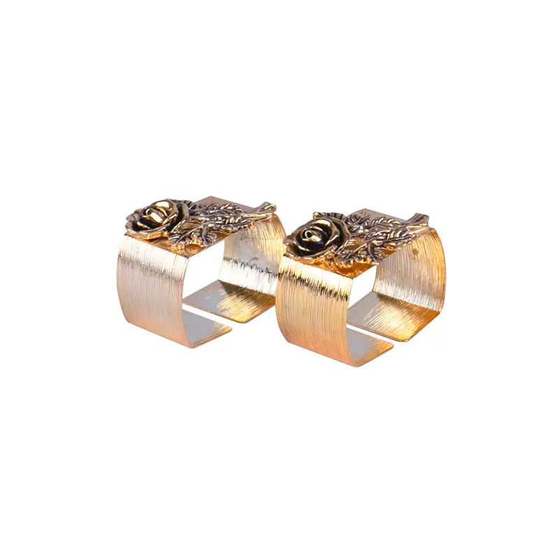GOLD PLATED NAPKIN RING ROSE DESIGN 2 PCS/SET - ROSE