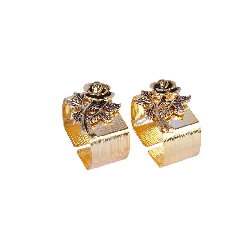GOLD PLATED NAPKIN RING ROSE DESIGN 2 PCS/SET - ROSE