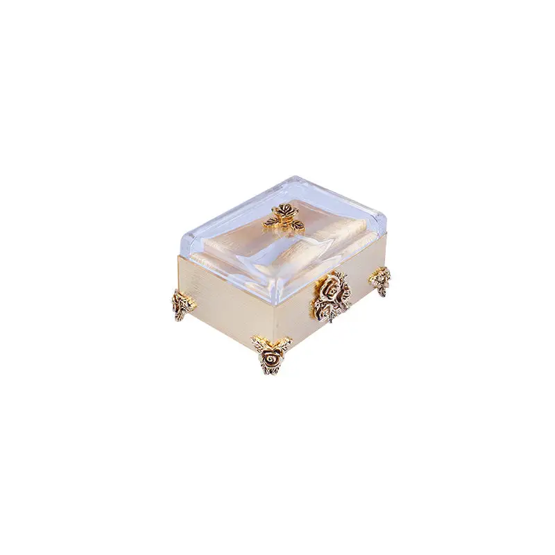 GOLD PLATED RECTANGULAR BOX. - ROSE COLLECTION