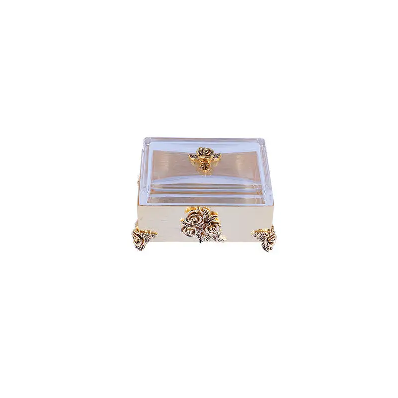 GOLD PLATED RECTANGULAR BOX. - ROSE COLLECTION