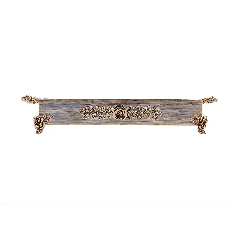 GOLD PLATED RECTANGULAR MIRROR TRAY - ROSE DESIGN