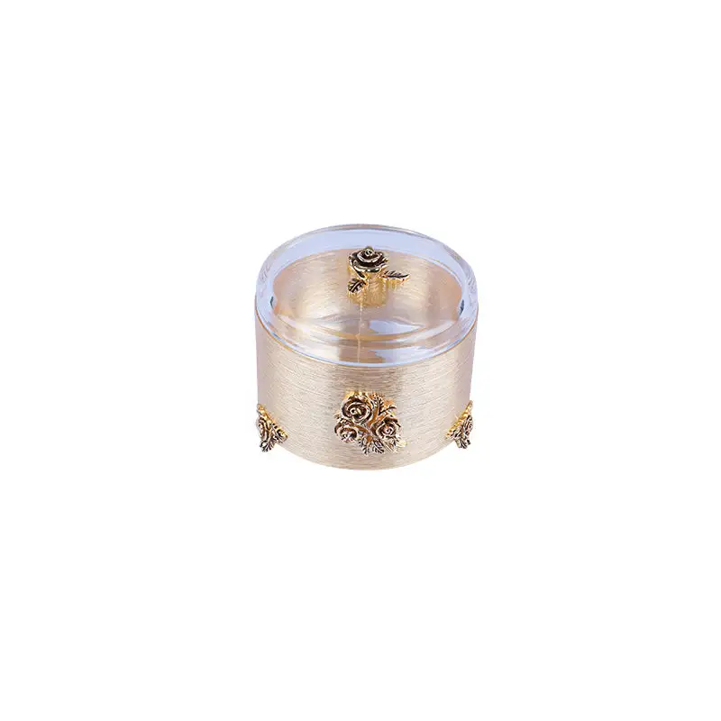 GOLD PLATED ROUND SHAPE BOX - ROSE COLLECTION