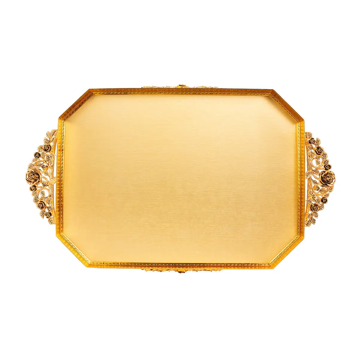 GOLD PLATED TRAY ROSE DESIGN - ROSE COLLECTION