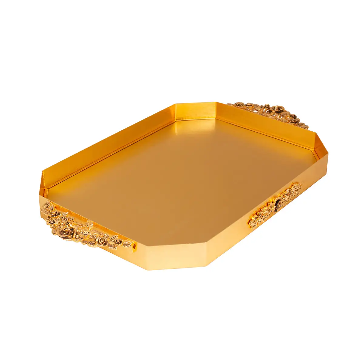 GOLD PLATED TRAY ROSE DESIGN - ROSE COLLECTION