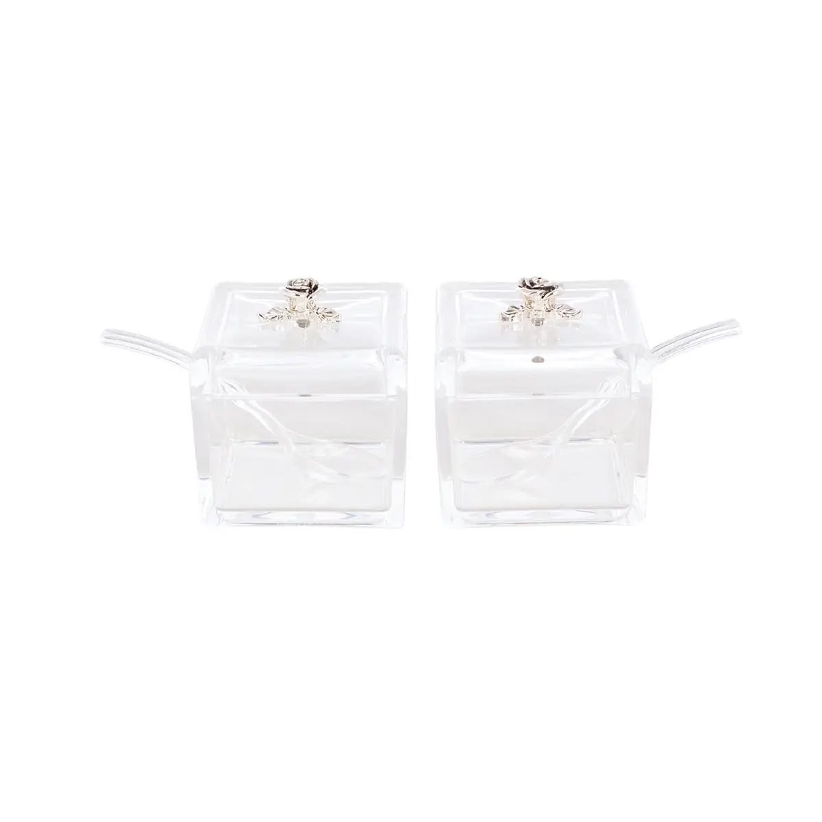 SILVER PLATED 2 PCS CONDOMENT SET - ROSE COLLECTION
