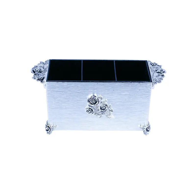 SILVER PLATED 3-COMP CUTLERY CADDY. - ROSE