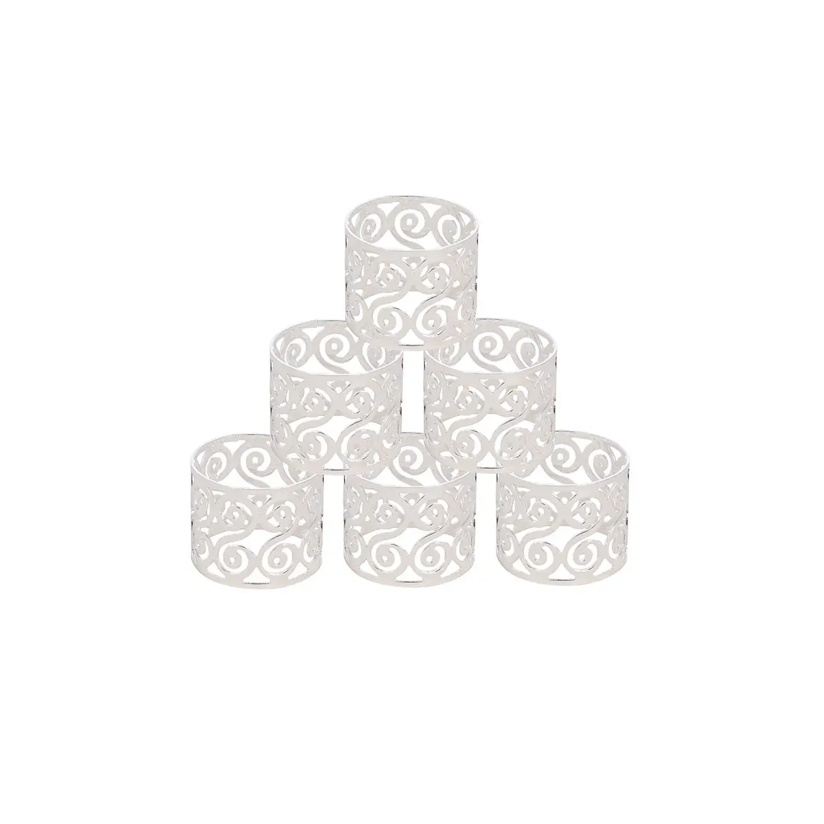 SILVER PLATED 6 PCS NAPKIN RING - LUXURY