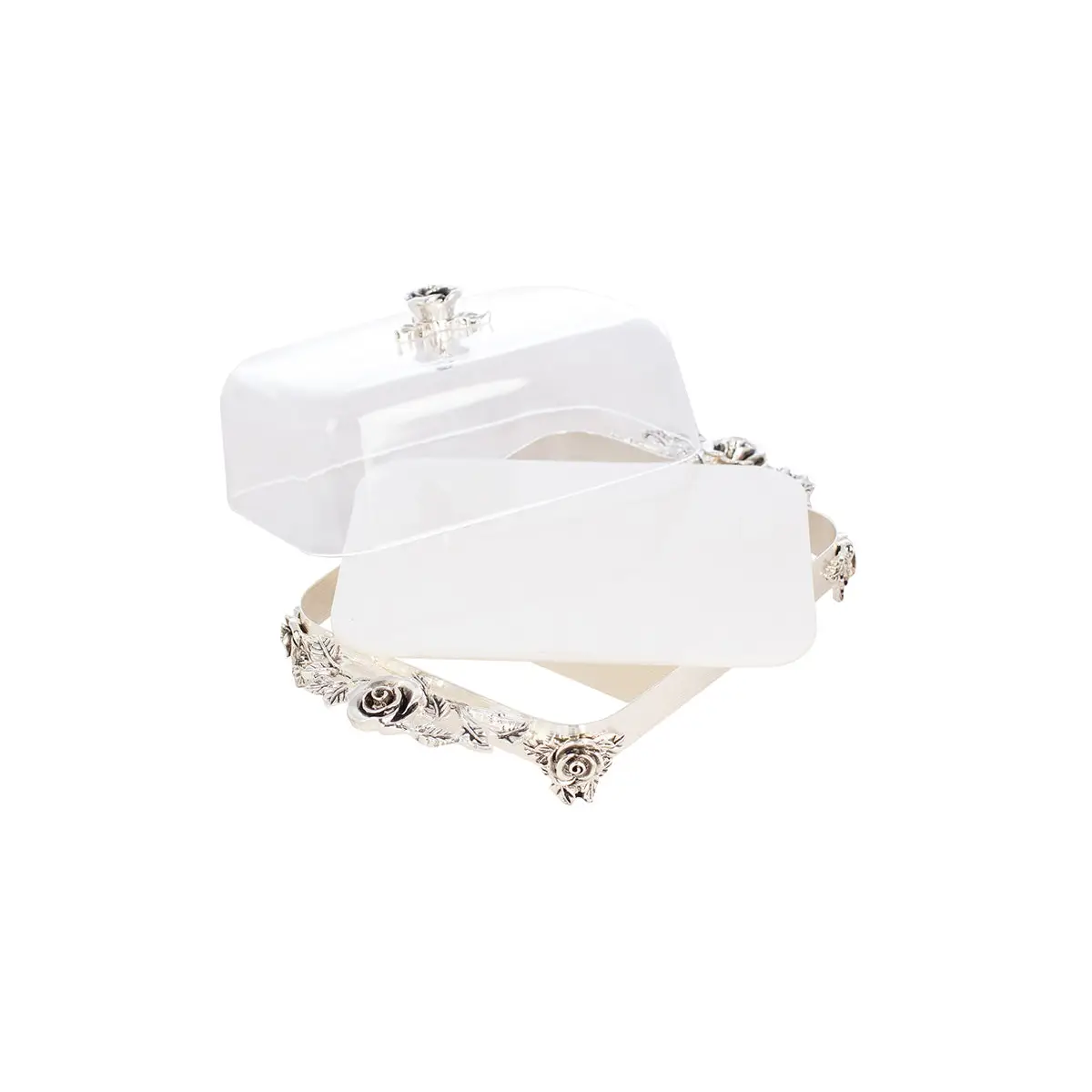 SILVER PLATED BUTTETR DISH - ROSE COLLECTION