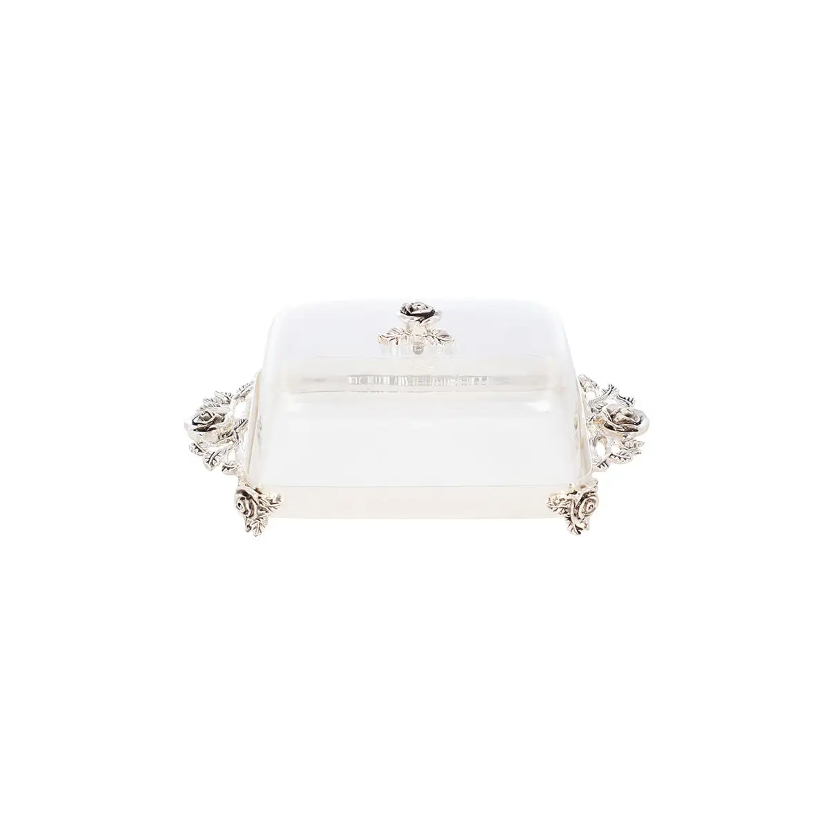 SILVER PLATED BUTTETR DISH - ROSE COLLECTION