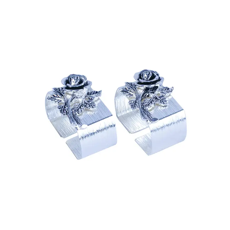 SILVER PLATED NAPKIN RING ROSE DESIGN 2 PCS/SET - ROSE