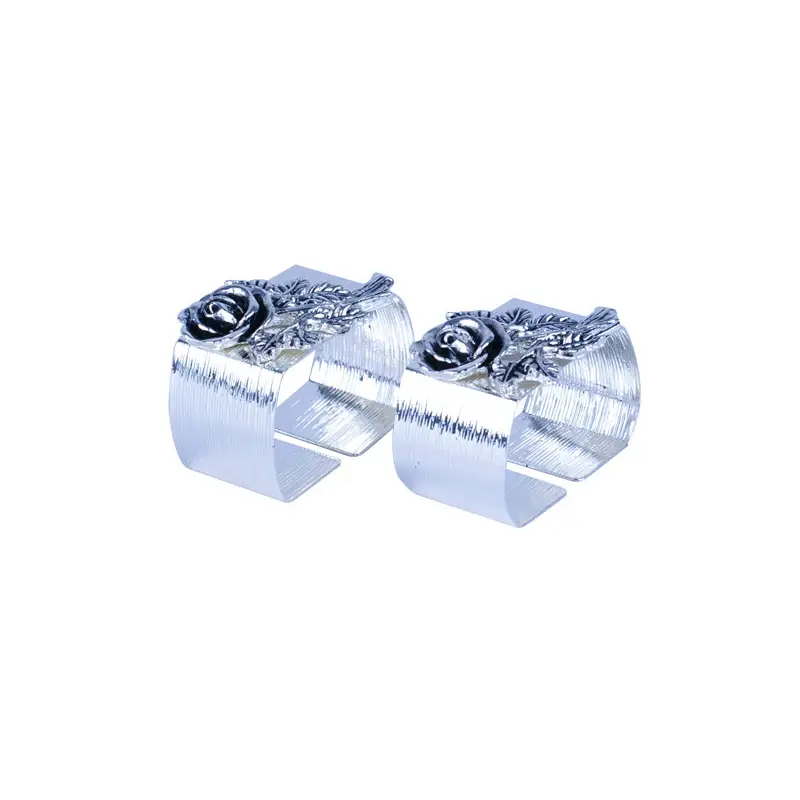 SILVER PLATED NAPKIN RING ROSE DESIGN 2 PCS/SET - ROSE