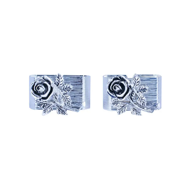 SILVER PLATED NAPKIN RING ROSE DESIGN 2 PCS/SET - ROSE
