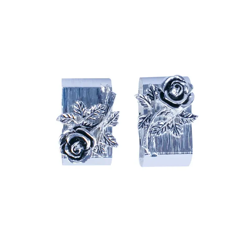 SILVER PLATED NAPKIN RING ROSE DESIGN 2 PCS/SET - ROSE
