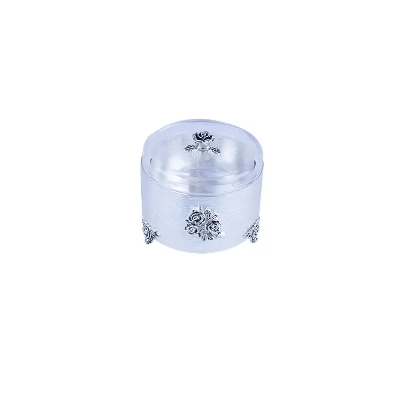 SILVER PLATED ROUND SHAPE BOX - ROSE COLLECTION