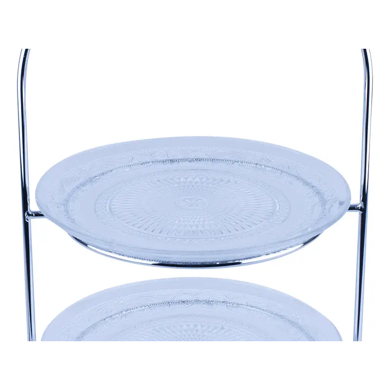 CHROME PLATED 3-TIER GLASS PLATES - GLASS WARE