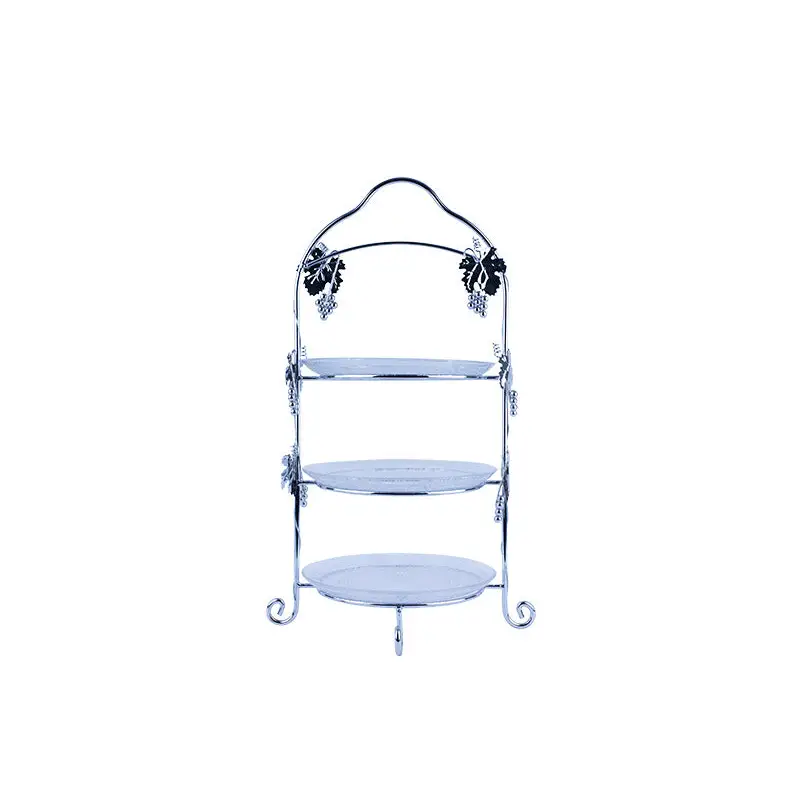 CHROME PLATED 3 - TIER GRAPE DESIGN RACK WITH 3 GLASS