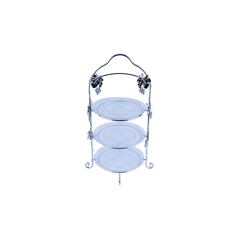 CHROME PLATED 3 - TIER GRAPE DESIGN RACK WITH 3 GLASS