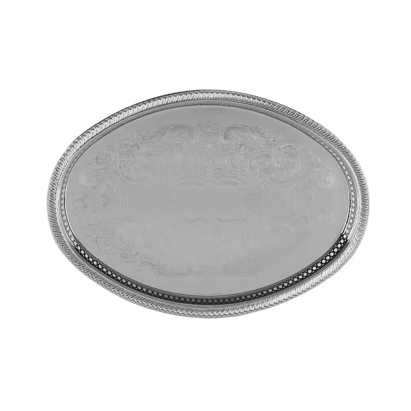 CHROME PLATED IRON OVAL GALLERY TRAY. - TRAY