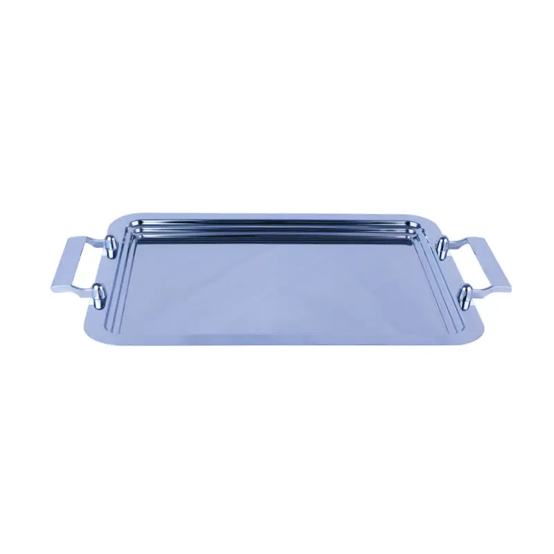 CHROME PLATED IRON SERVING RECTANGULAR TRAY. - TRAY