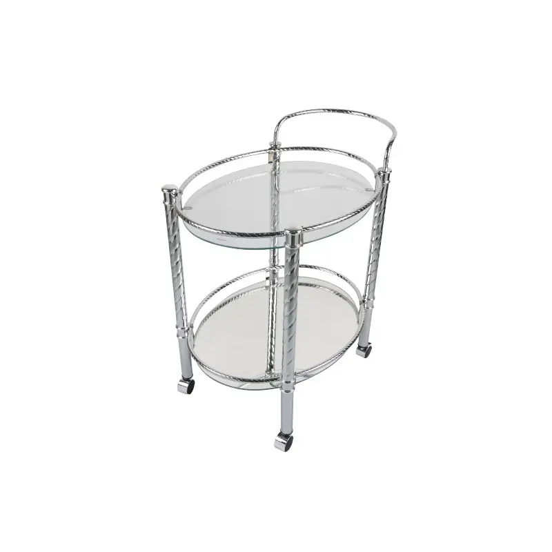 CHROME PLATED OVAL SERVING TROLLEY - BAR TROLLEY