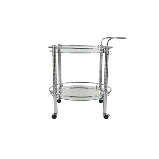 CHROME PLATED OVAL SERVING TROLLEY - BAR TROLLEY