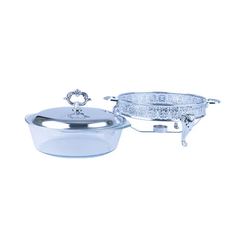 CHROME PLATED ROUND FOOD WARMER WITH COVER. - LUXURY