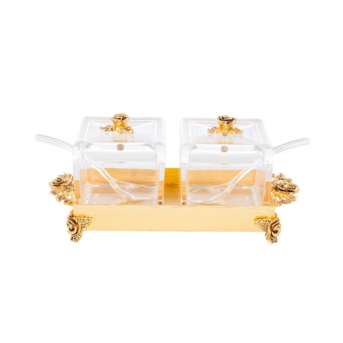GOLD PLATED 2 PCS CONDIMENT SET - ROSE COLLECTION