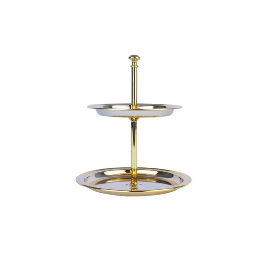 GOLD PLATED 2-TIER CANDY TRAY. - TRAY