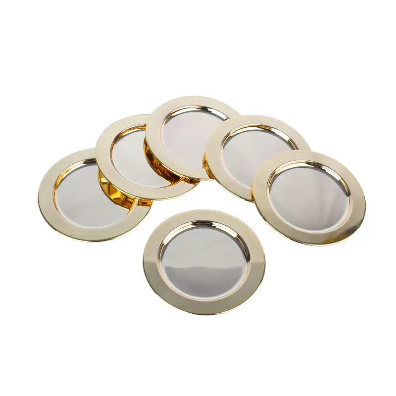 GOLD PLATED 6 PIECES GLASS COASTER SET. - LUXURY